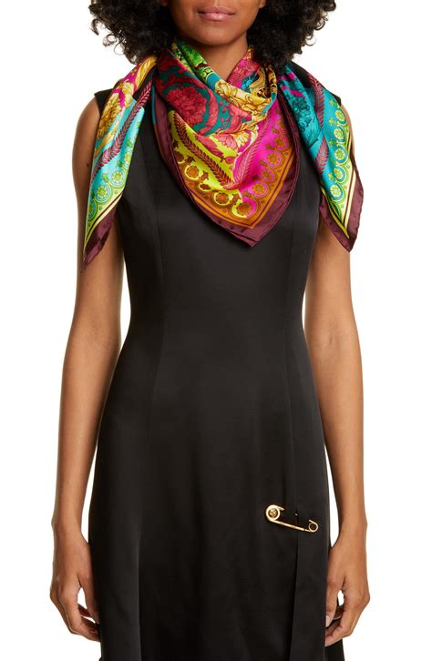 versace scarf sleeve dress|Versace printed silk scarf.